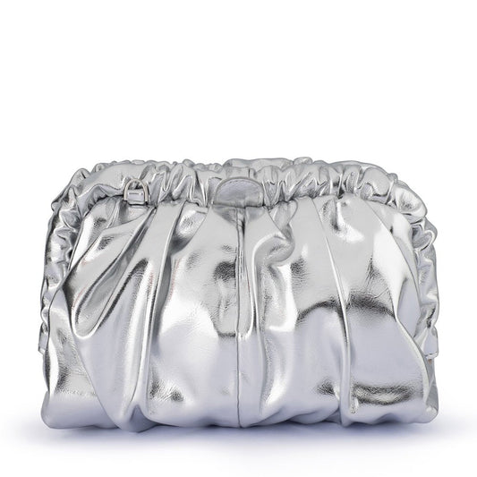 Olga Berg BETTY Metallic Clutch (Silver)
