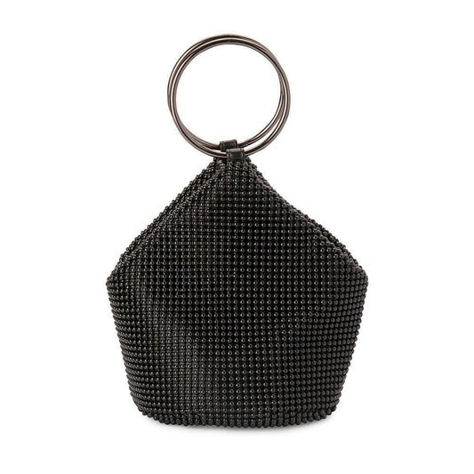 Olga Berg BIANCA Ball Mesh Handle Bag (Black)