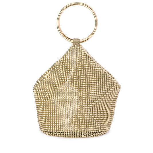 Olga Berg BIANCA Ball Mesh Handle Bag (Gold)