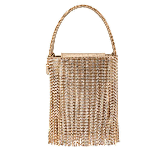 Olga Berg BILLIE Crystal Fringe Bag (Champagne)