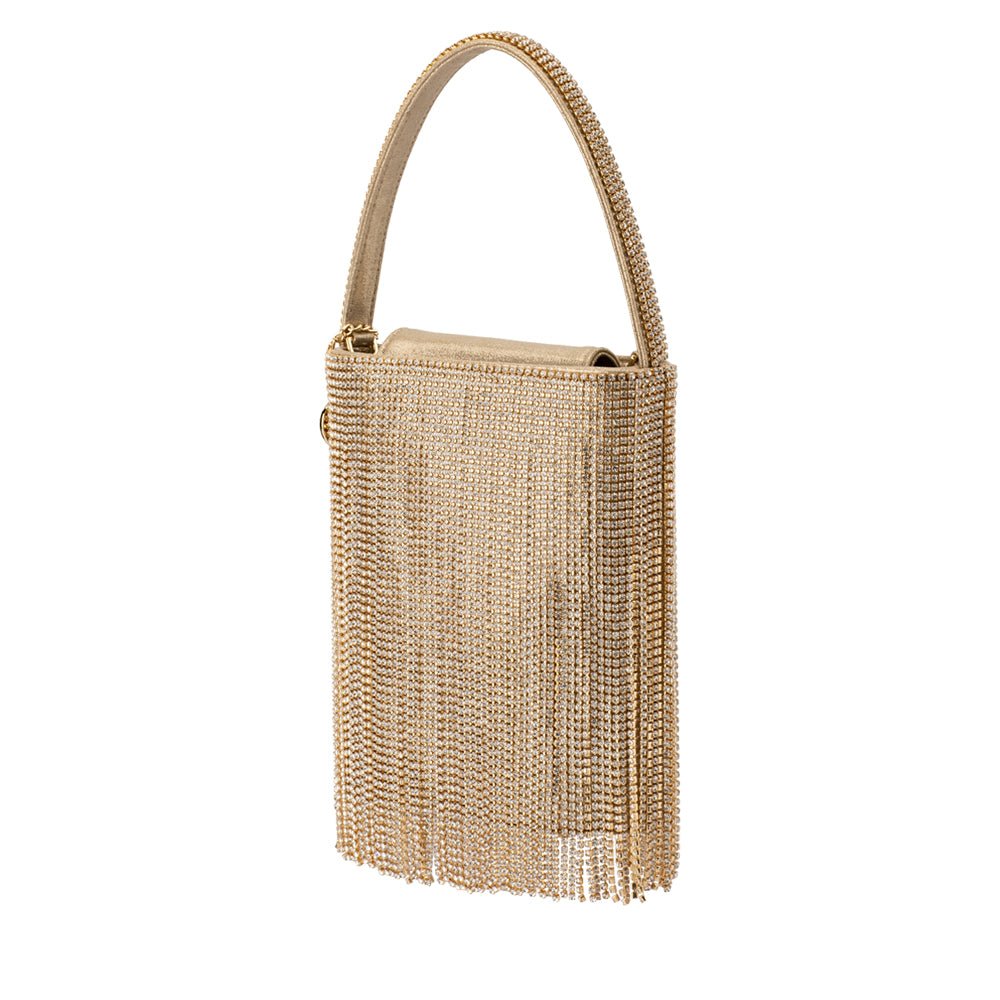 Olga Berg BILLIE Crystal Fringe Bag (Champagne)