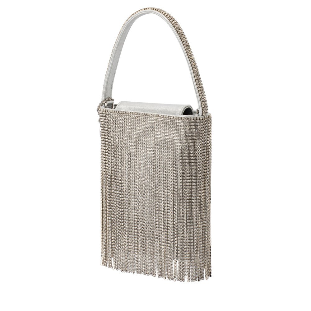 Olga Berg BILLIE Crystal Fringe Bag (Silver)