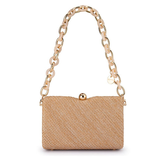 Olga Berg BIRDIE Textural Handle Bag (Natural)