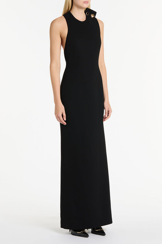 Carla Zampatti Crepe C Back Gown (Black)