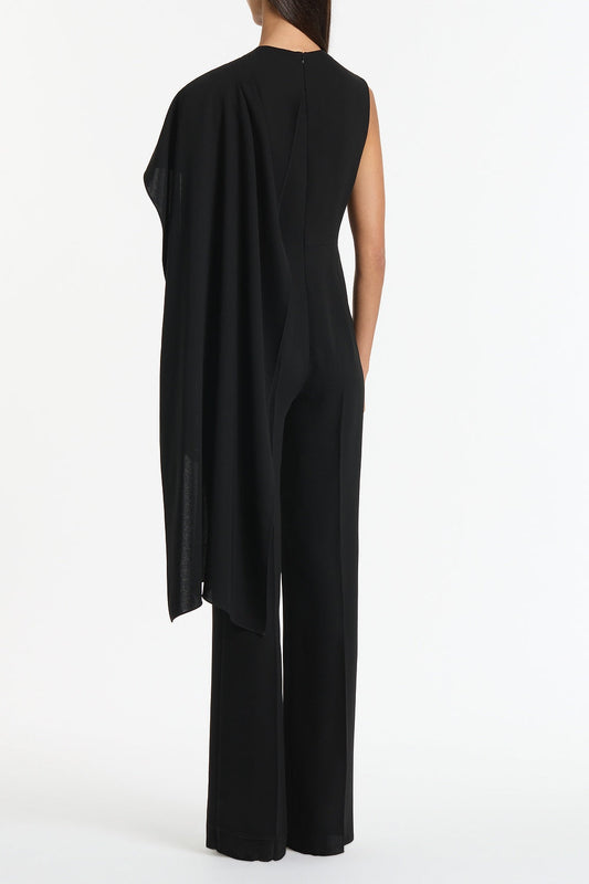 Carla Zampatti Crepe Cascade Jumpsuit (Black)
