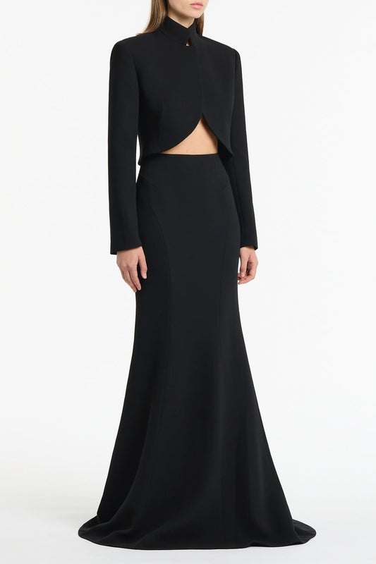 Carla Zampatti Crepe Fishtail Maxi Skirt (Black)