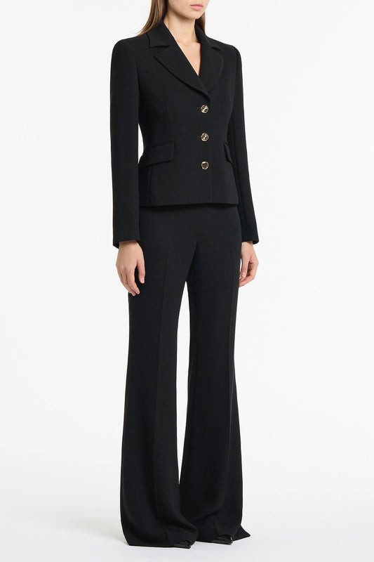 Carla Zampatti Crepe Fitted Waist Jacket (Black)
