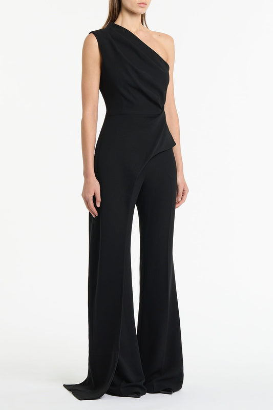 Carla Zampatti Crepe One Shoulder Longline Top (Black)