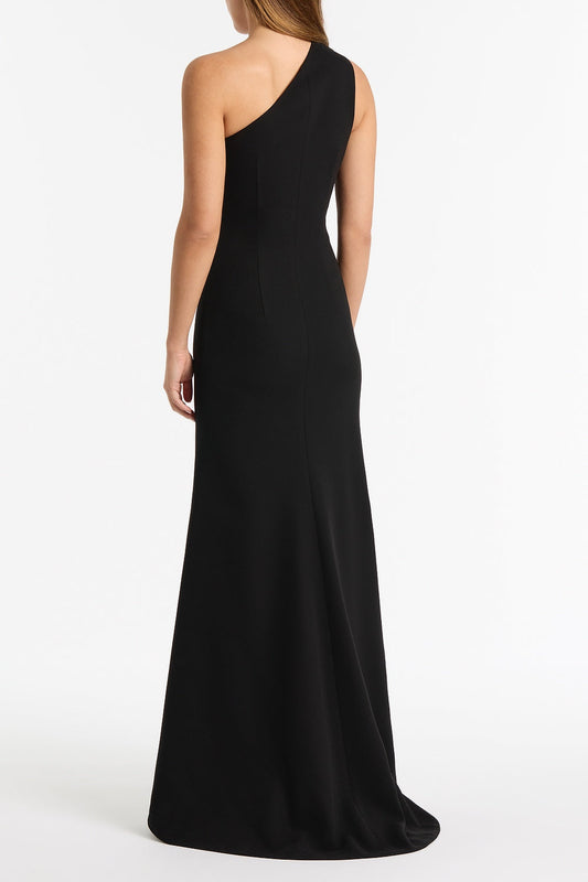 Carla Zampatti Crepe One Shoulder Petal Gown (Black)