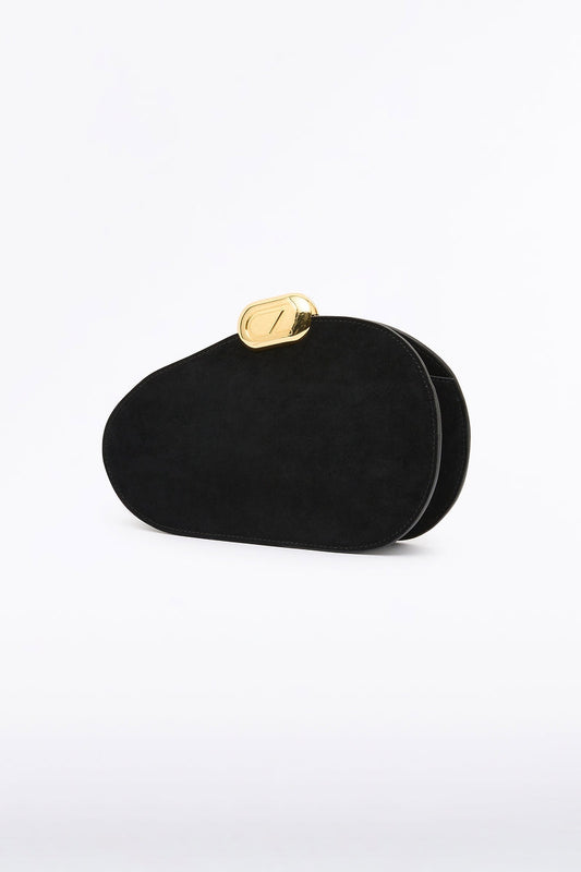 Carla Zampatti Cz Oval Suede Clutch (Black)