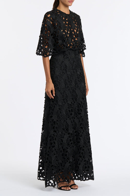 Carla Zampatti Embroidered Velvet Gown (Black)