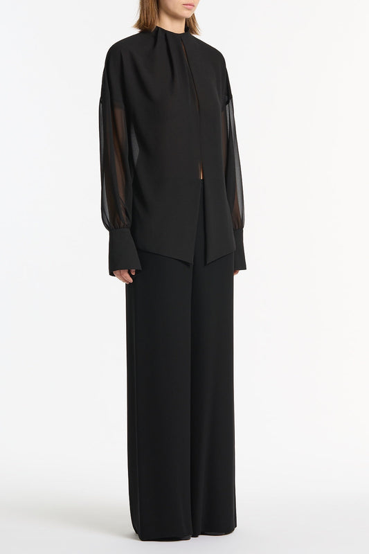 Carla Zampatti Georgette Drop Sleeve Blouse (Black)
