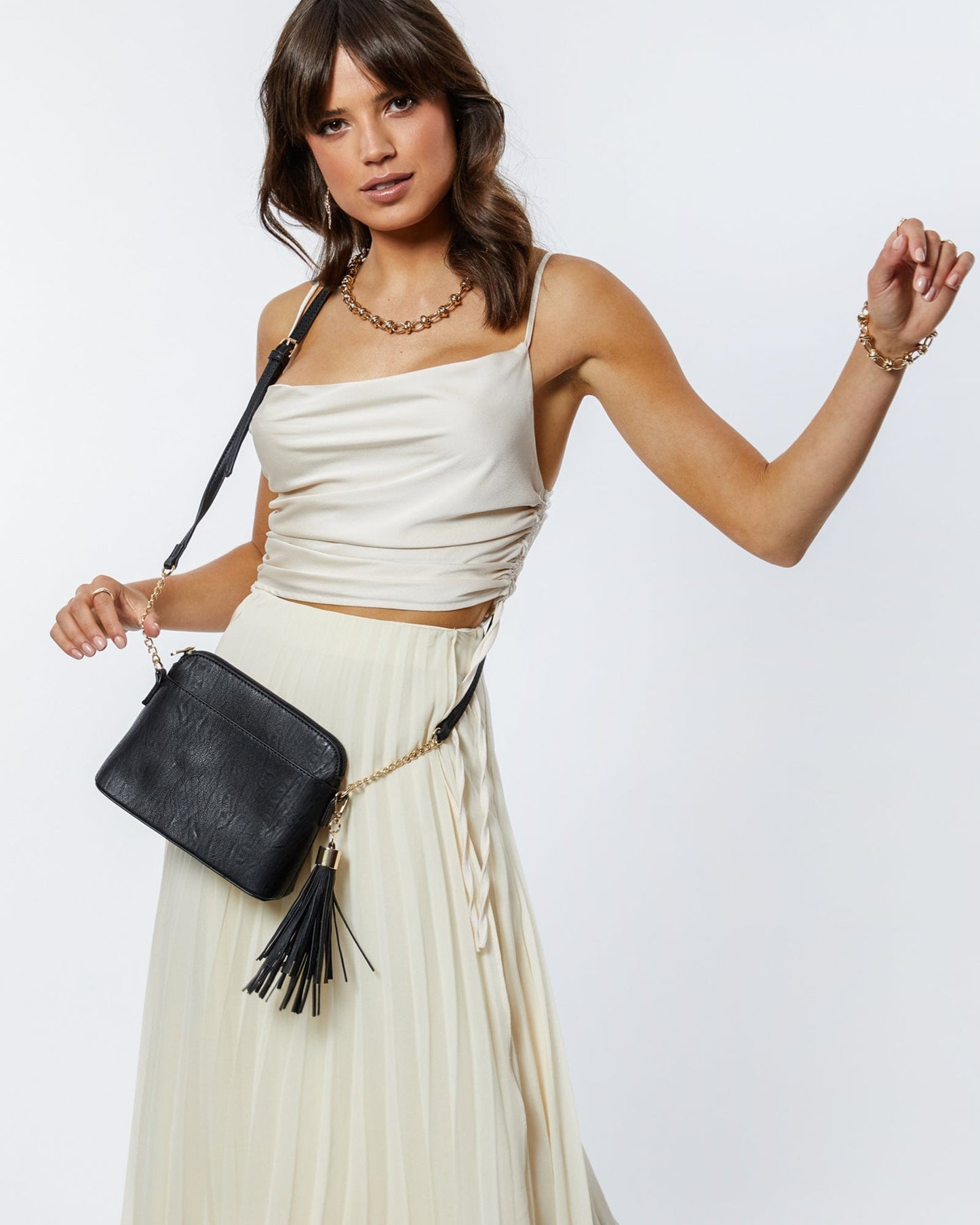Colette by Colette Hayman Karen Tassel Crossbody Bag (Black)