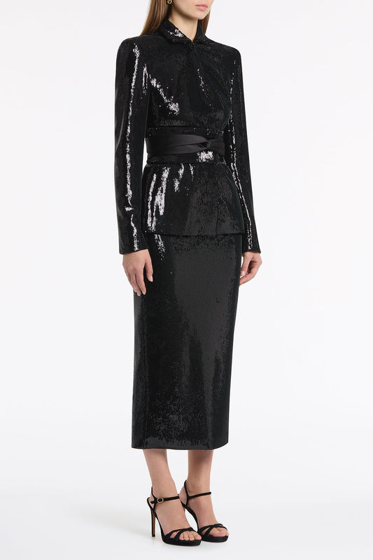 Carla Zampatti Liquid Sequin Cummerbund (Black)