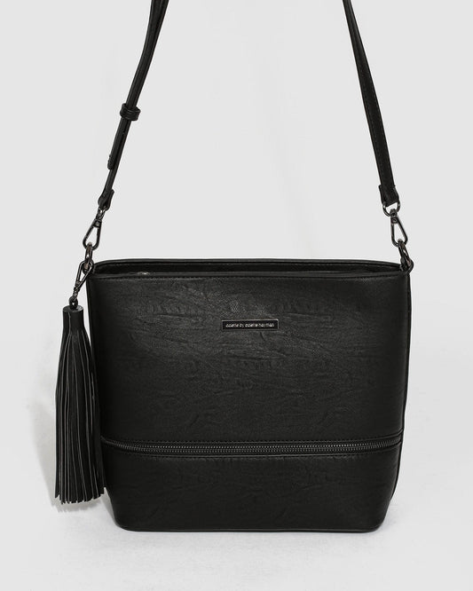 Colette Pia Tassel Medium Crossbody Bag (Black)