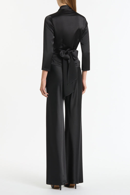 Carla Zampatti Satin Wrap Top (Black)