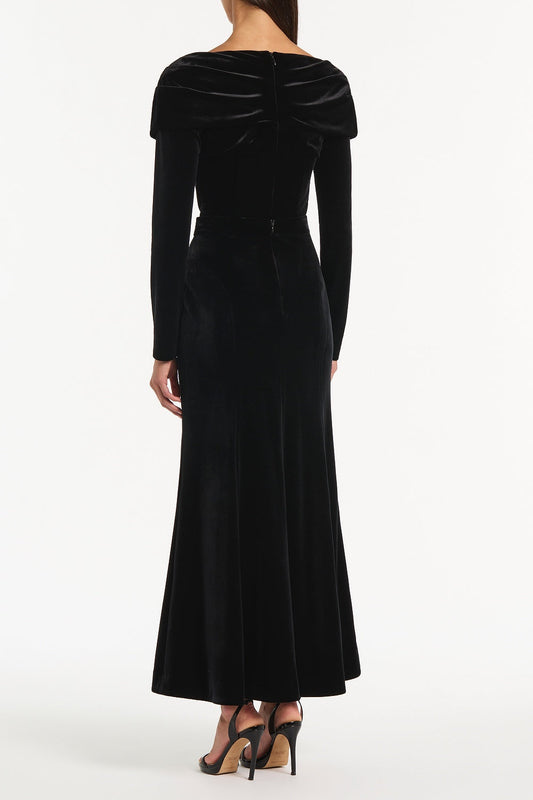 Carla Zampatti Velvet Draped Shoulder Top (Black)