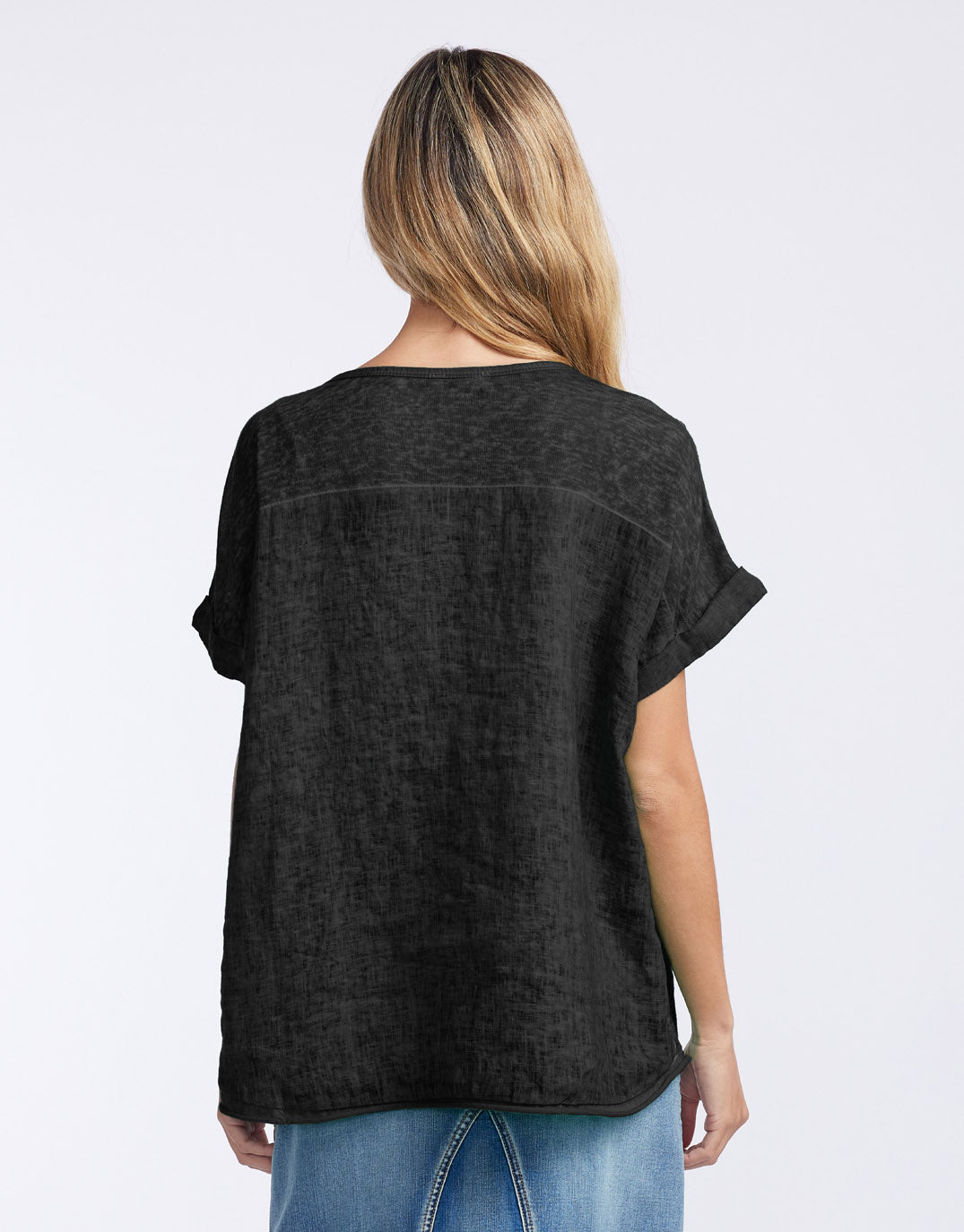 Love From Italy Calypso Linen Short Sleeve Top (Black)