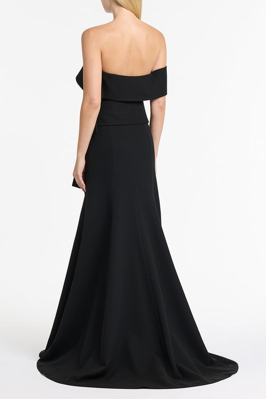 Carla Zampatti Crepe Asymmetrical La Banda Gown (Black)