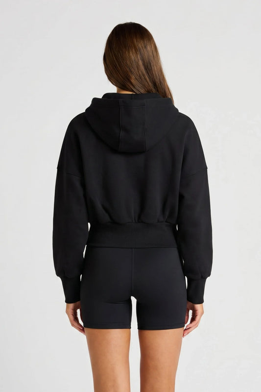 Cropped Zip Hoodie (Black)
