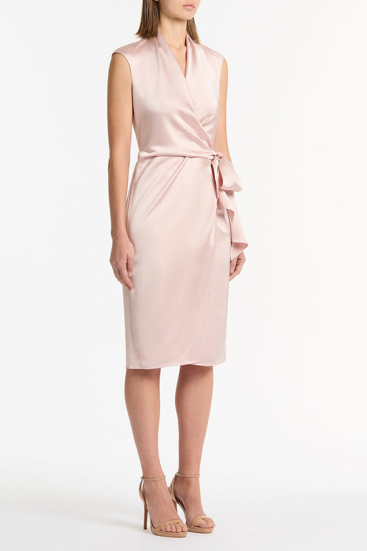 Carla Zampatti Blush Lustre Satin Wrap Dress (Pink)