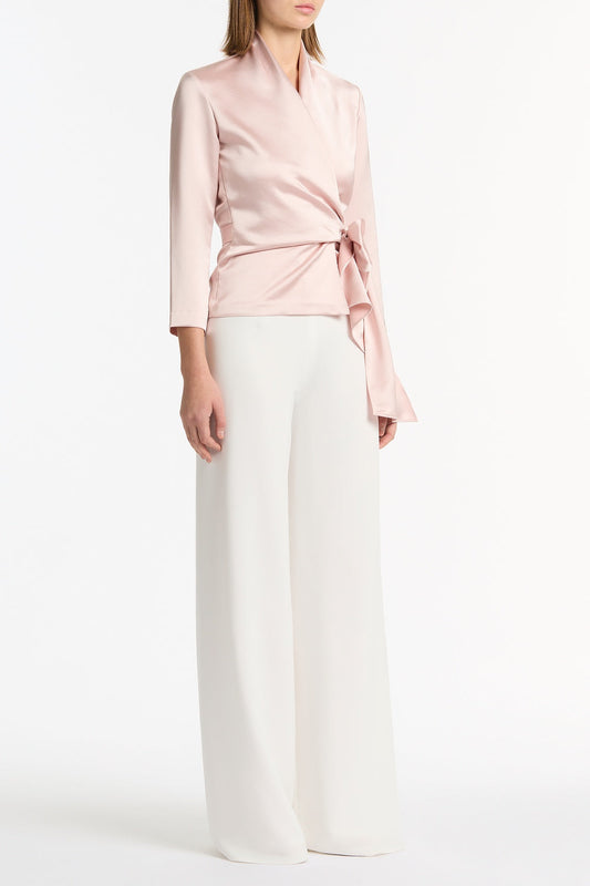 Carla Zampatti Blush Lustre Satin Wrap Top (Pink)