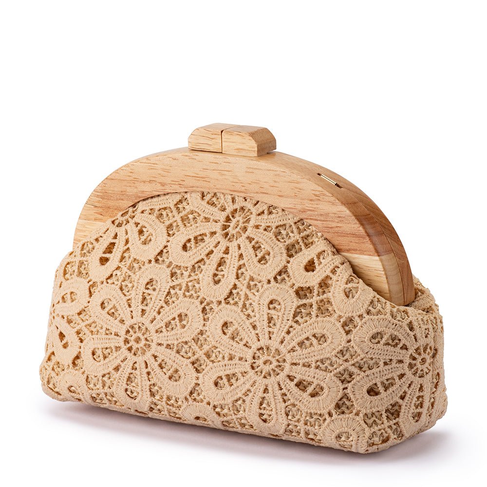 Olga Berg BONNIE Lace Clutch (Natural)