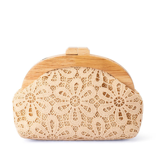 Olga Berg BONNIE Lace Clutch (Natural)