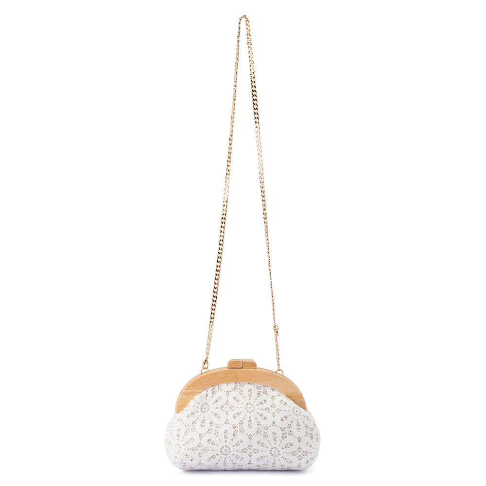 Olga Berg BONNIE Lace Clutch (White)