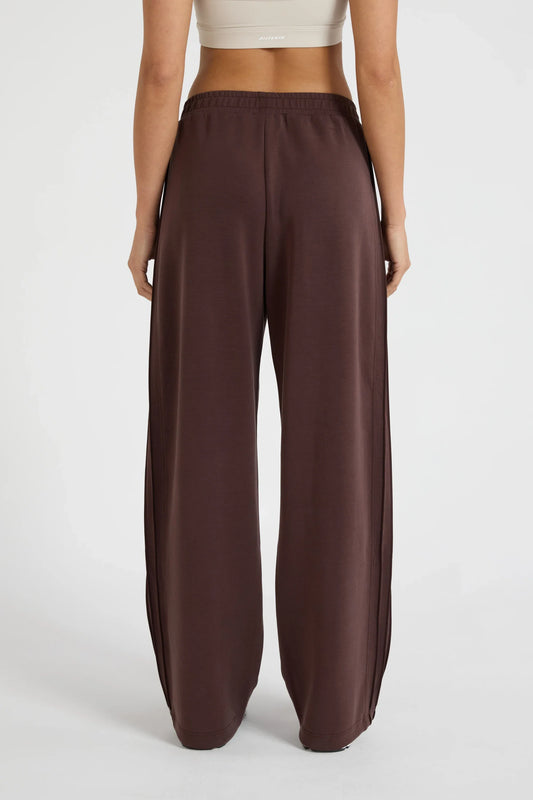 Soft Luxury Pin Tuck Wide Leg Track Pant (Espresso)