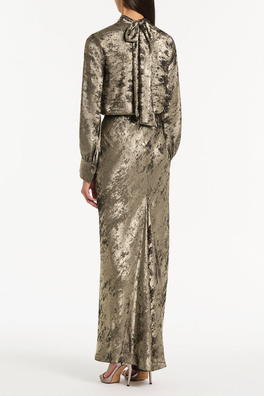 Carla Zampatti Burnished Metallic Twist Front Blouse (Bronze)