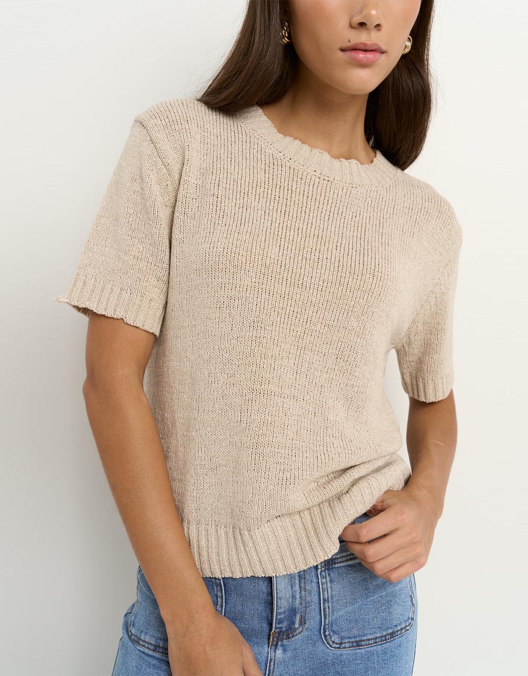 By Rosa Loveable Tape Yarn Knit Tee (Natural)
