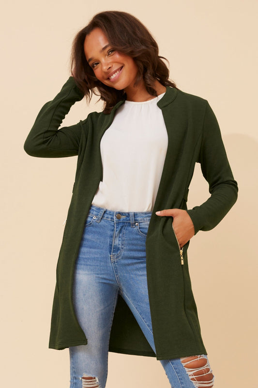 Caroline Morgan Australia LACEY SOLID CARDIGAN (Khaki)