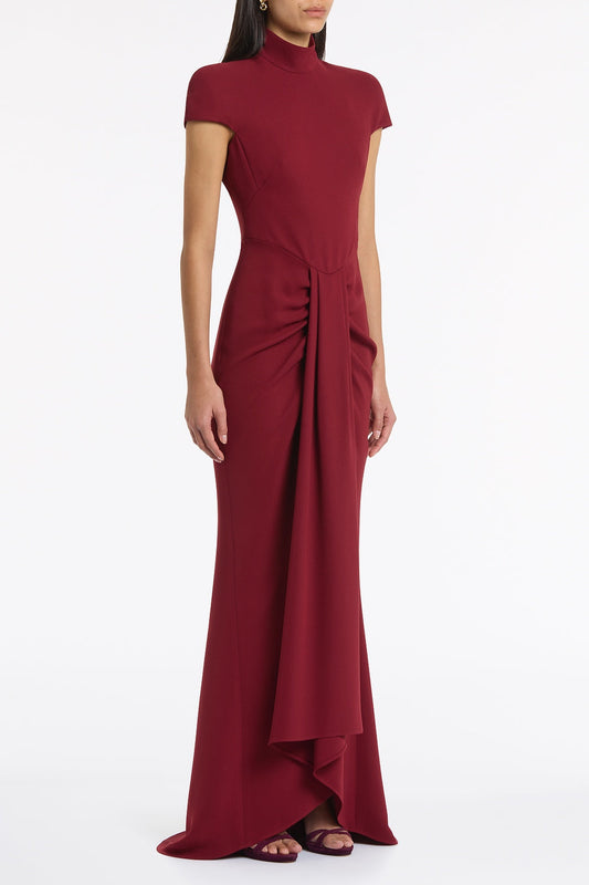 Carla Zampatti Cabernet Crepe Cap Sleeve Gown (Red)