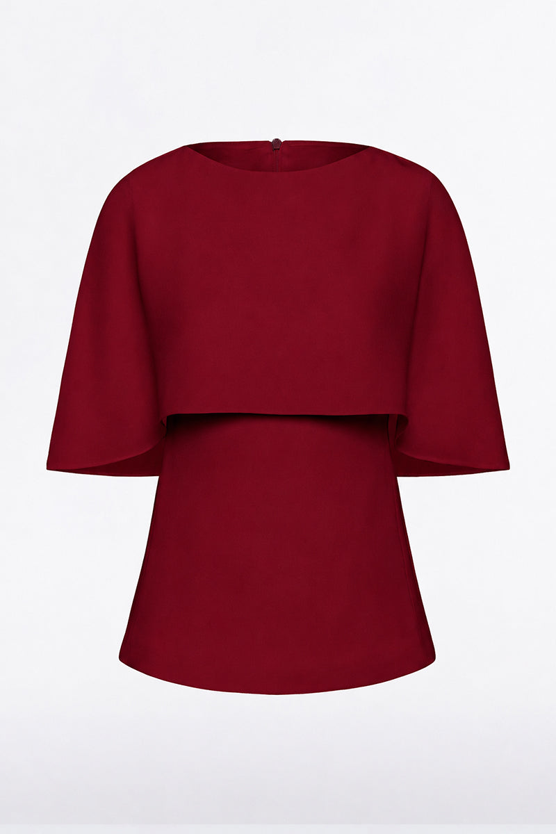 Carla Zampatti Cabernet Crepe Cape Top (Red)