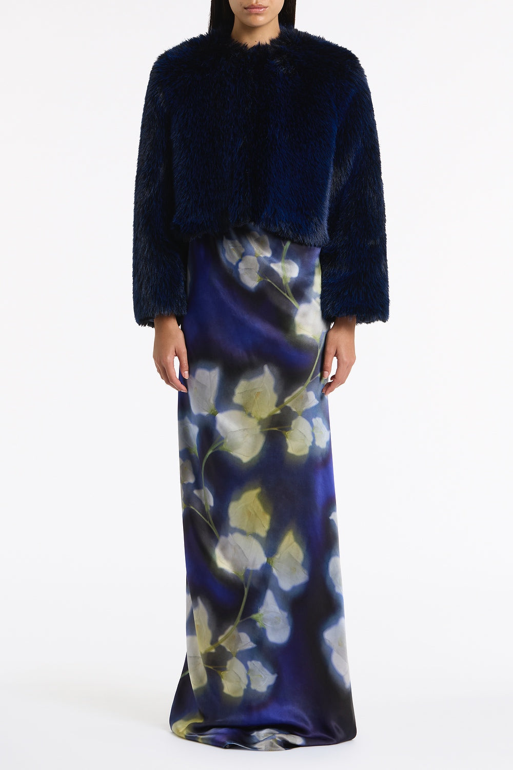 Carla Zampatti Calla Lily Silk Viscose Cowl Front Gown (Blue)