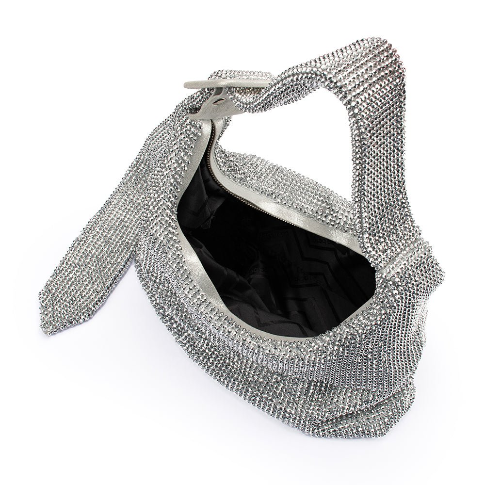 Olga Berg CALYPSO Crystal Mesh Bag (Silver)
