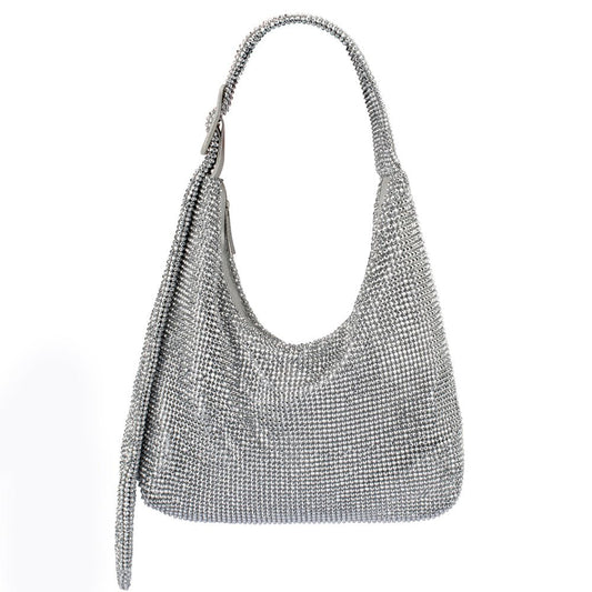 Olga Berg CALYPSO Crystal Mesh Bag (Silver)