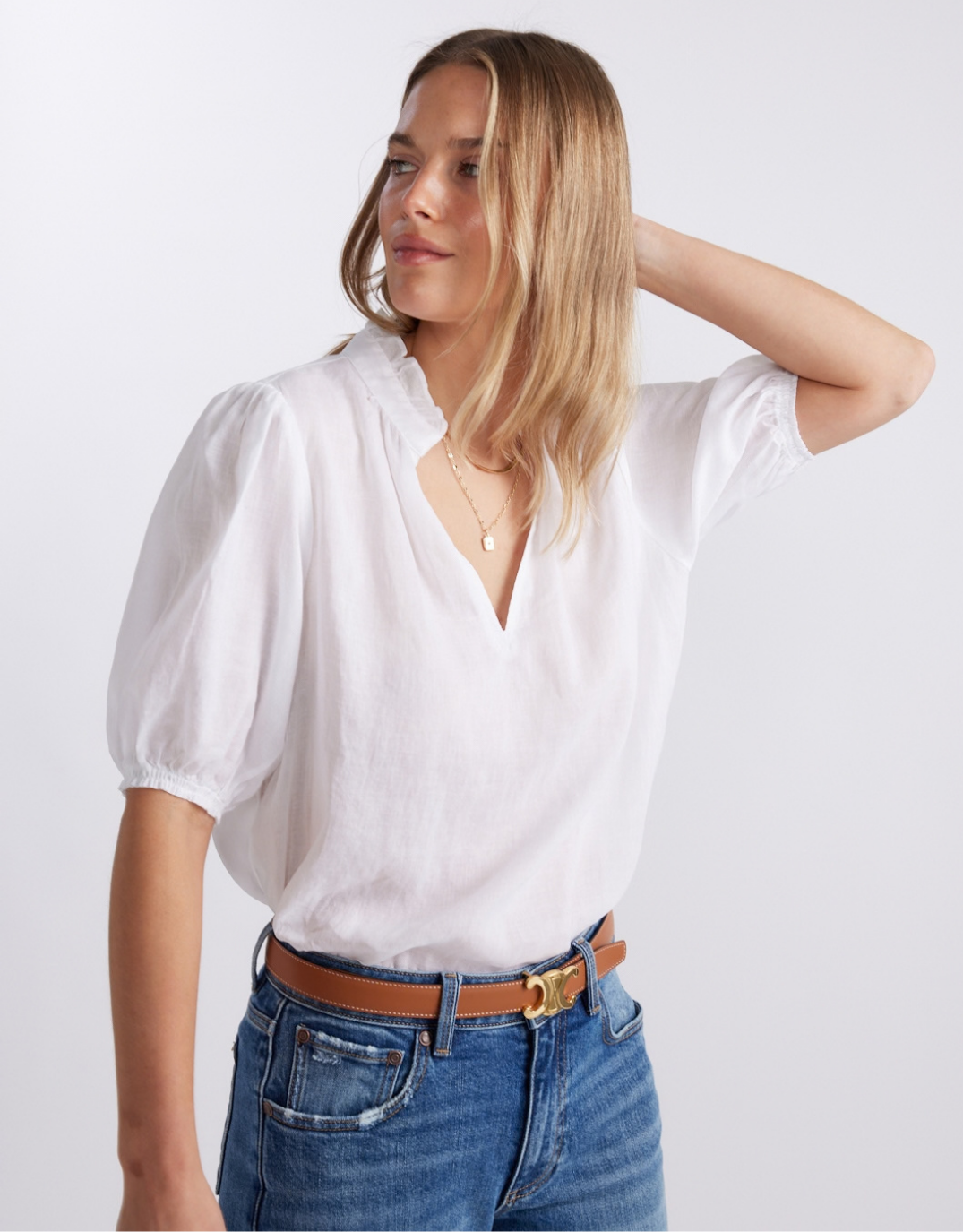 White & Co. Camden Ruffle Blouse (White)