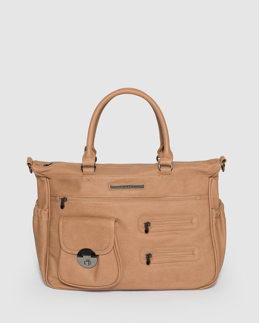 Colette And Gunmetal Baby Bag (Caramel)