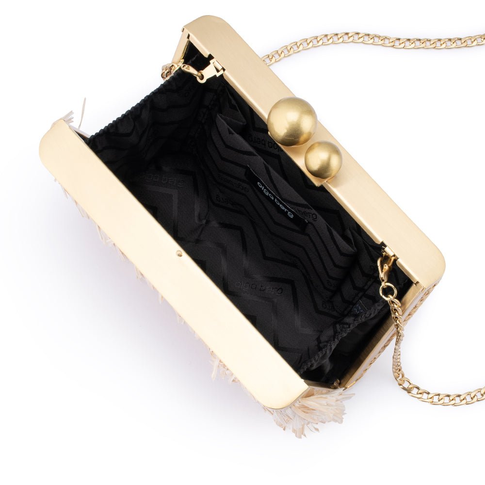 Olga Berg CARLITA Fringe Clutch (Natural)