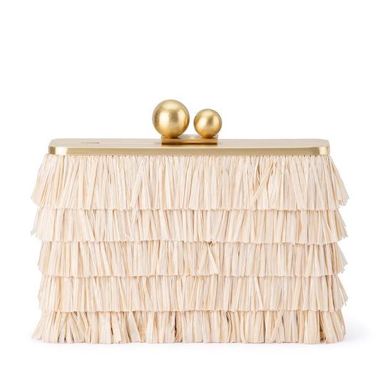 Olga Berg CARLITA Fringe Clutch (Natural)