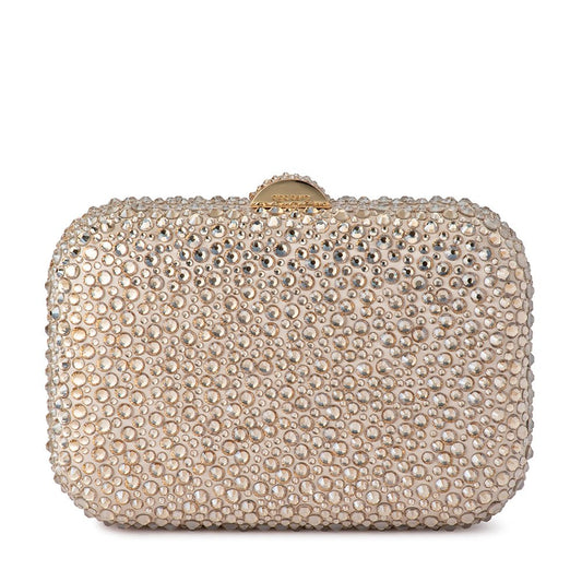 Olga Berg CASEY Hot Fix Encrusted Clutch (Champagne)