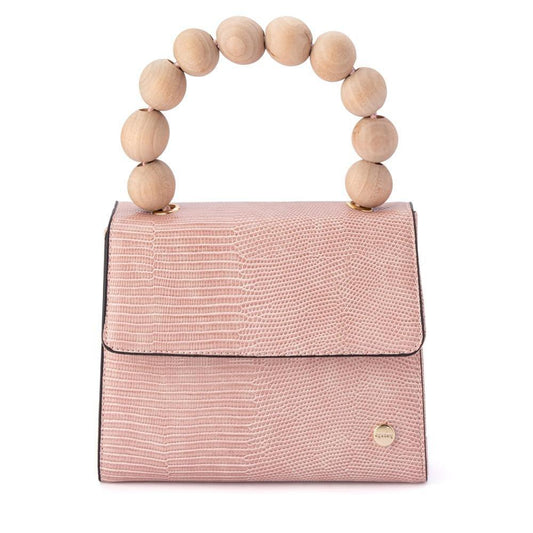 Olga Berg CAYLEE Wood Bead Handle Bag (Pink)