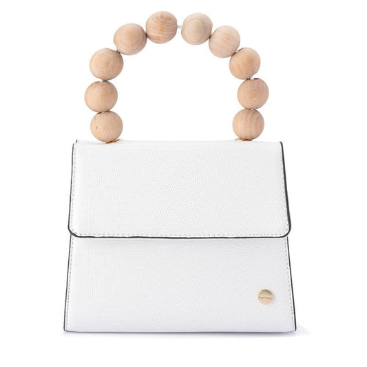 Olga Berg CAYLEE Wood Bead Handle Bag (White)