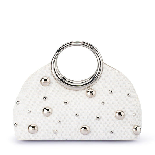 Olga Berg CHARLOTTE Woven Top Handle (White)