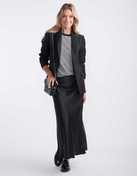 Stories Be Told Prodigy Satin Bias Maxi Skirt (Black)