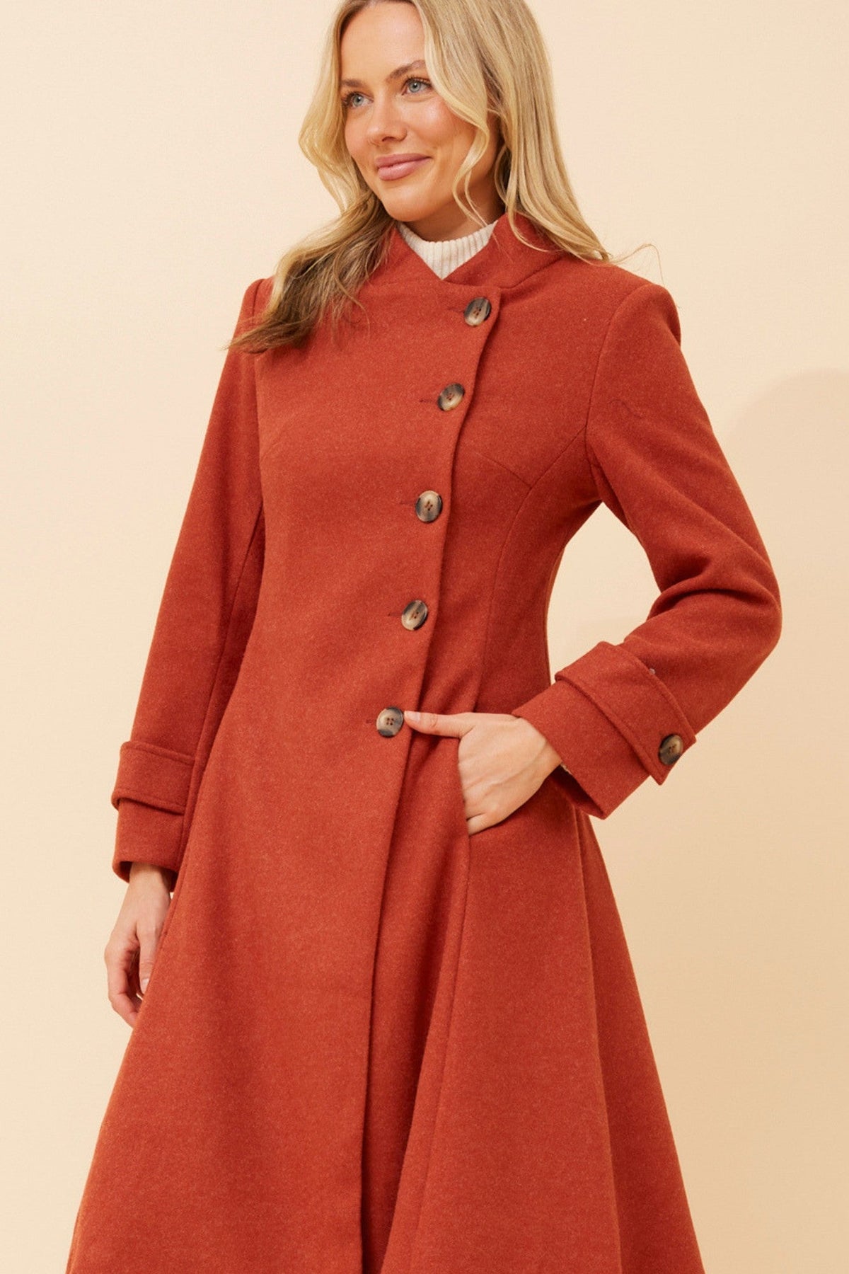 ZENITH FIT AND FLARE COAT (Rose Pink)