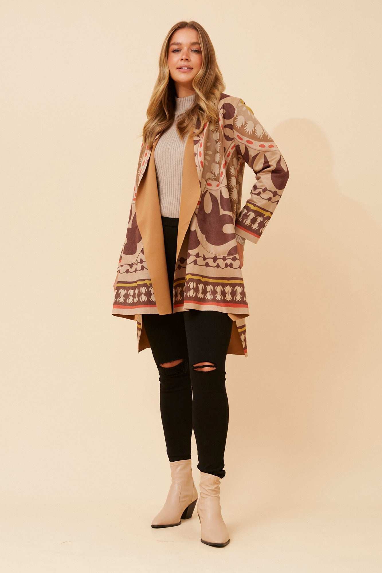 KERENA FAUX SUEDE COAT (Tan)