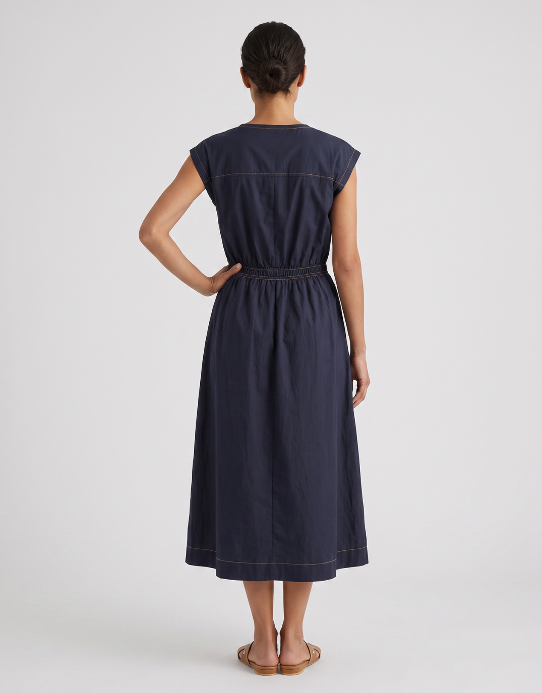 365 Days Cooper Contrast Stitch Dress (Navy/Tan)